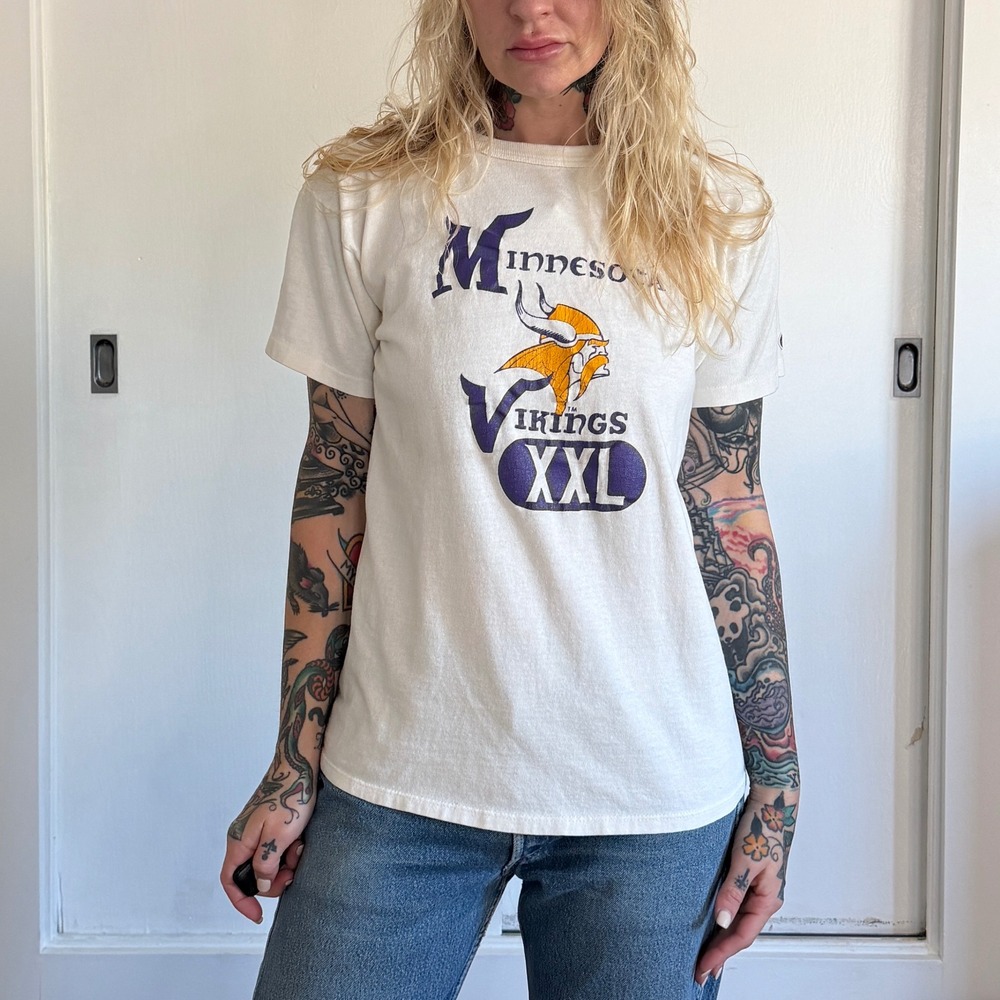 Vintage 1980s Champion Minnesota Vikings XXL T-Shirt Mens NFL Football Tee‎